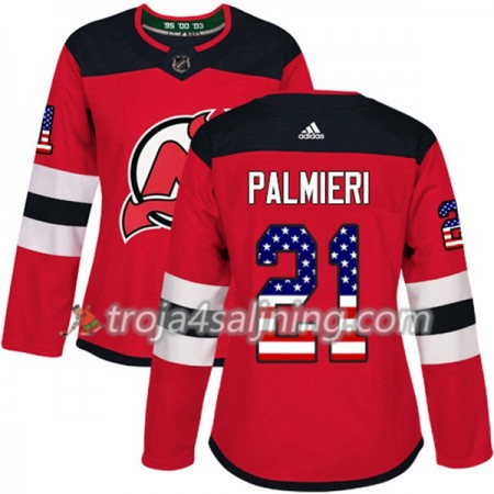 New Jersey Devils tröja Kyle Palmieri 21 Röd USA Flag Fashion 2017-2018 Adidas Authentic - Dame NHL Tröjor